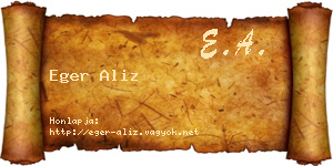 Eger Aliz névjegykártya